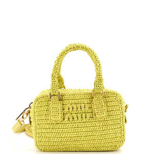 Miu Miu Small Arcadie Top Handle Bag Crochet Raffia